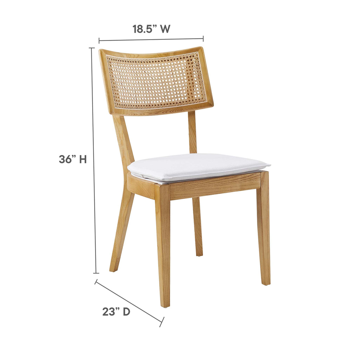 Caledonia Fabric Upholstered Wood Dining Chair Set of 2 - Natural White