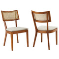 Caledonia Fabric Upholstered Wood Dining Chair Set of 2 - Walnut Beige