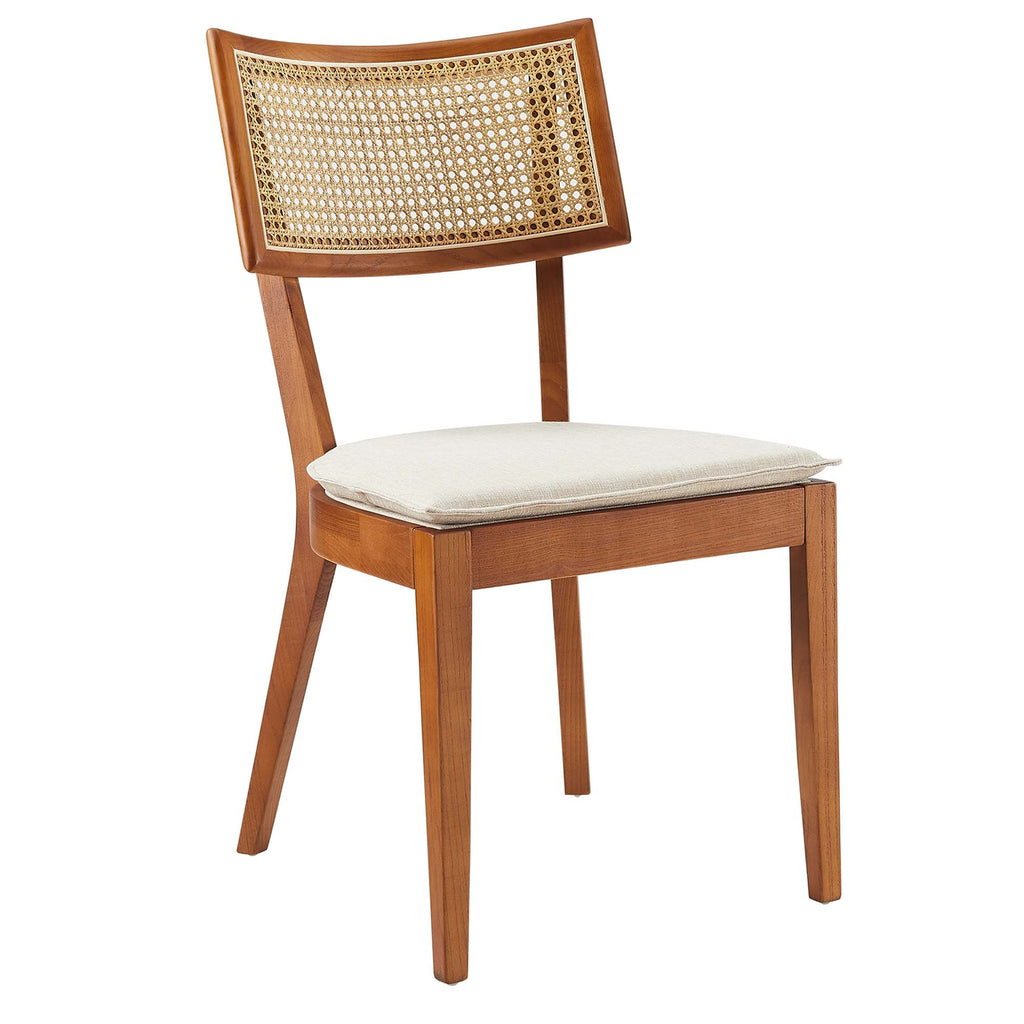 Caledonia Fabric Upholstered Wood Dining Chair Set of 2 - Walnut Beige