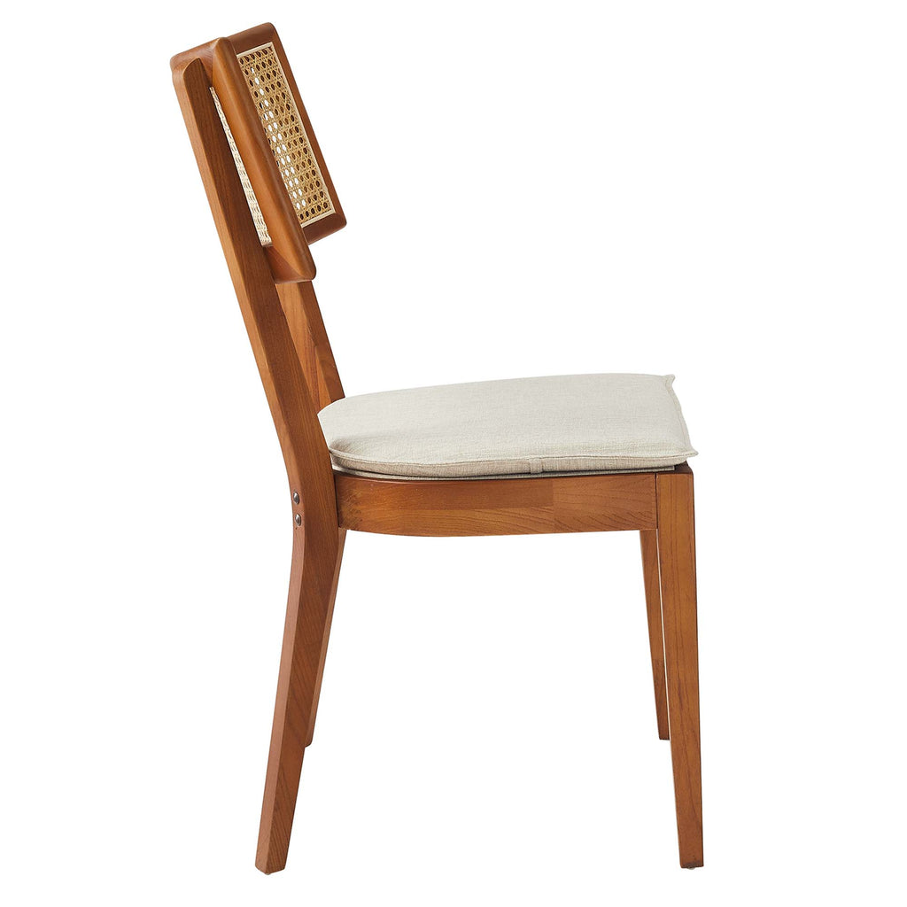 Caledonia Fabric Upholstered Wood Dining Chair Set of 2 - Walnut Beige