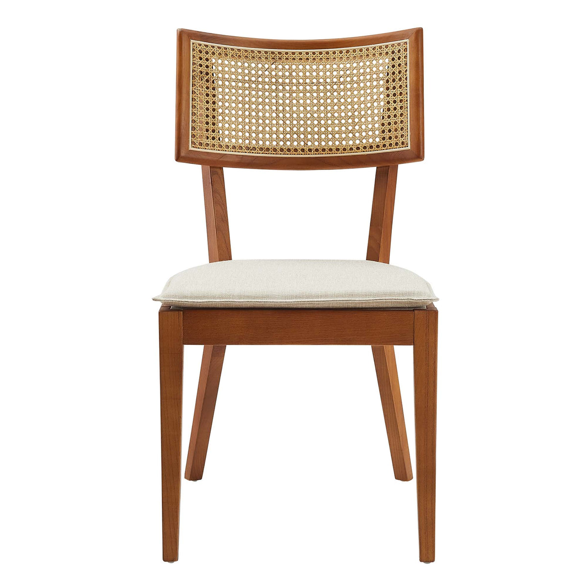 Caledonia Fabric Upholstered Wood Dining Chair Set of 2 - Walnut Beige