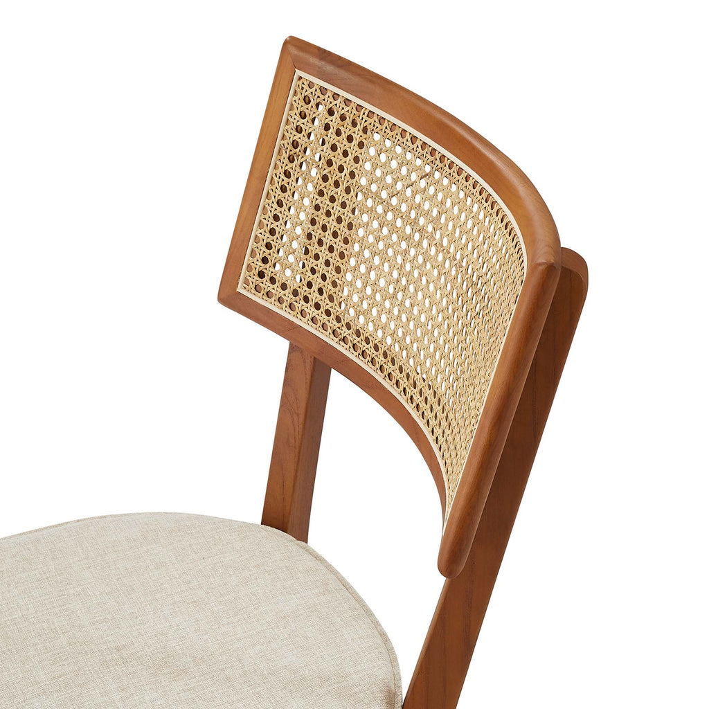 Caledonia Fabric Upholstered Wood Dining Chair Set of 2 - Walnut Beige