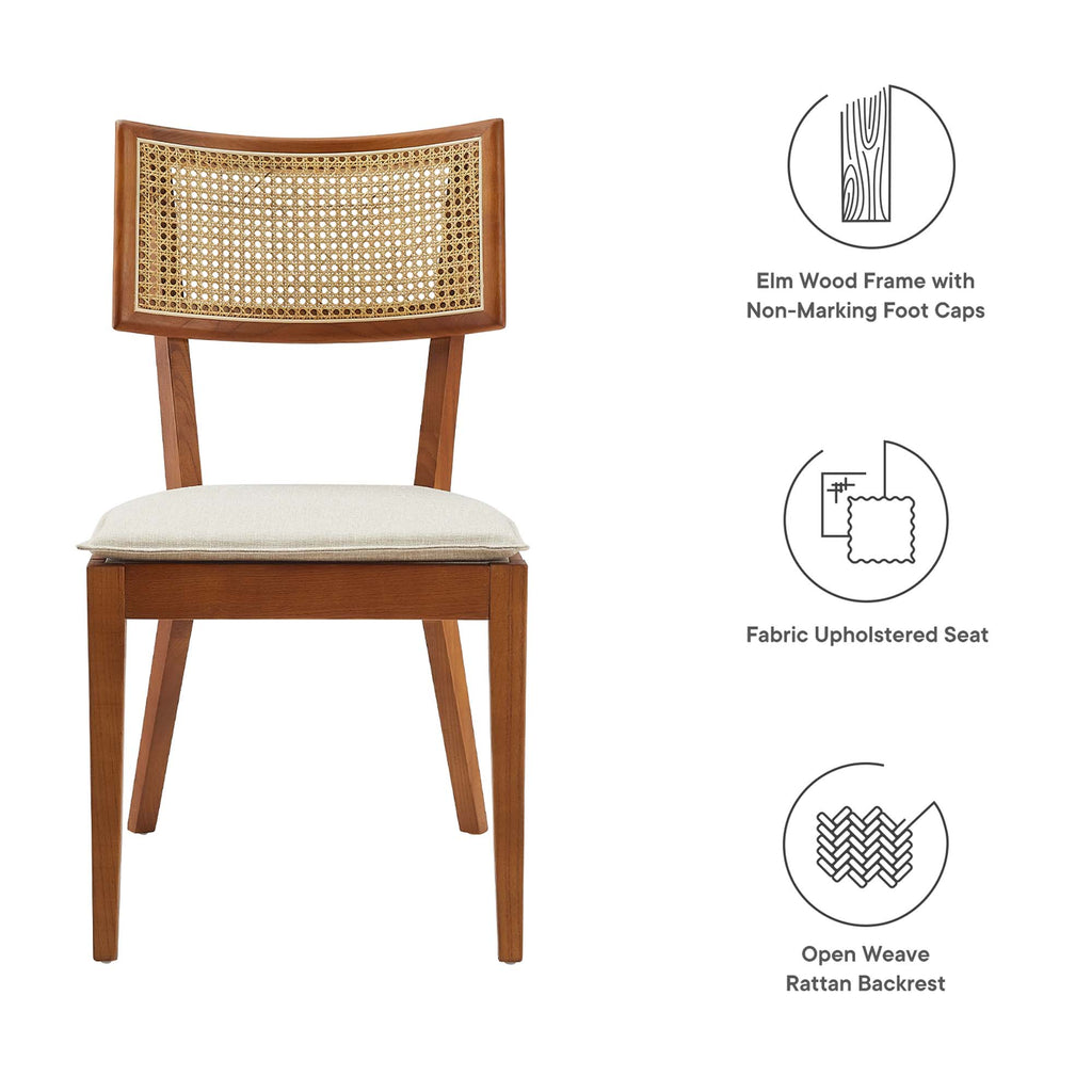 Caledonia Fabric Upholstered Wood Dining Chair Set of 2 - Walnut Beige