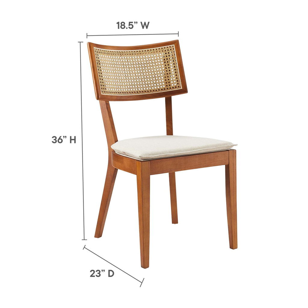 Caledonia Fabric Upholstered Wood Dining Chair Set of 2 - Walnut Beige