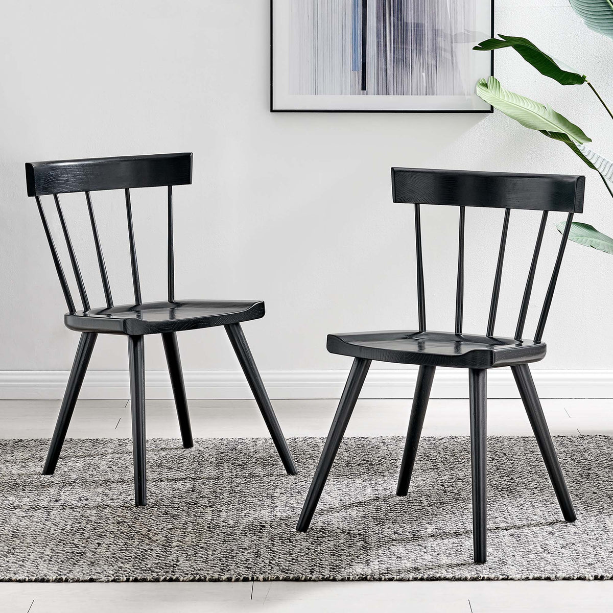 Sutter Wood Dining Side Chair Set of 2 - Black
