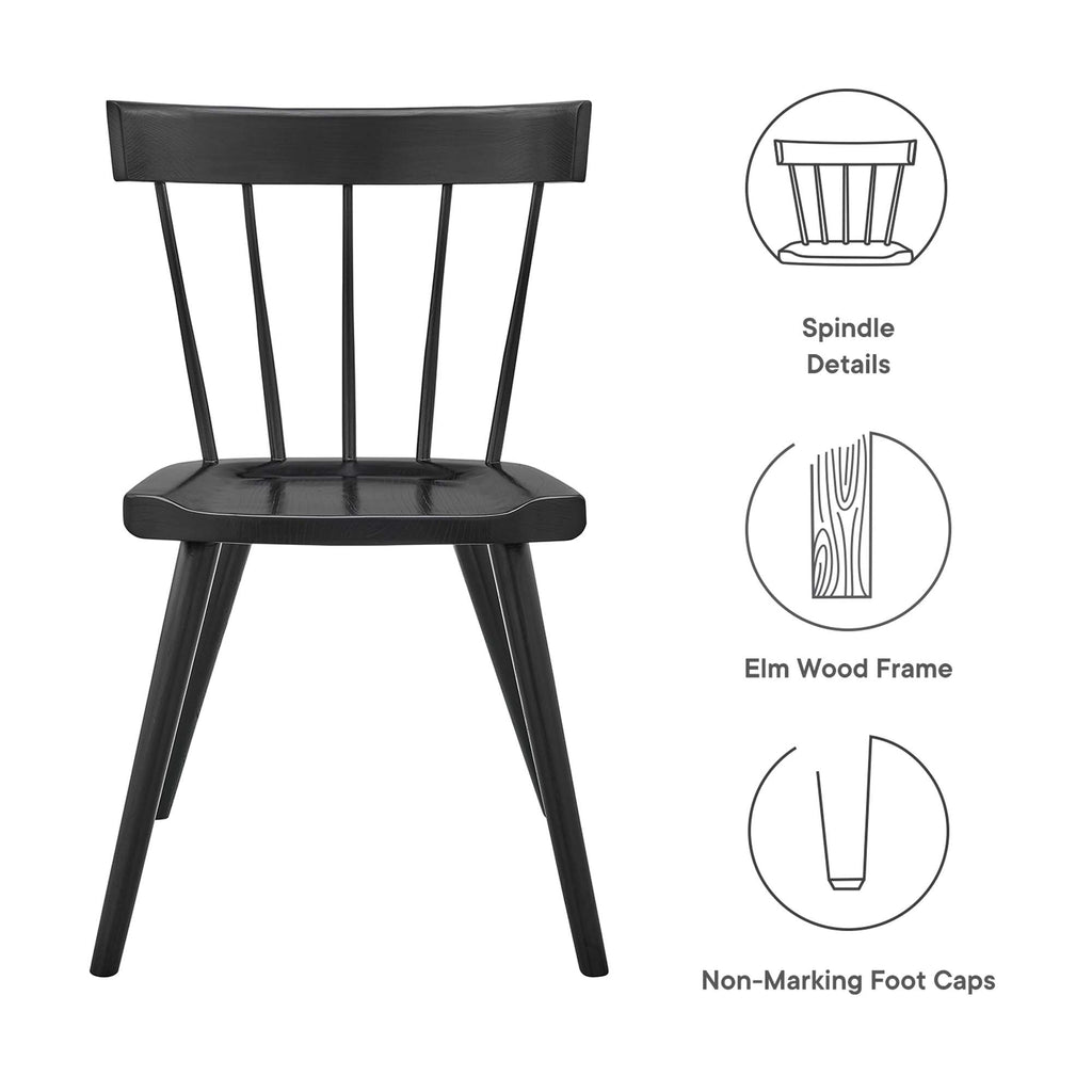 Sutter Wood Dining Side Chair Set of 2 - Black