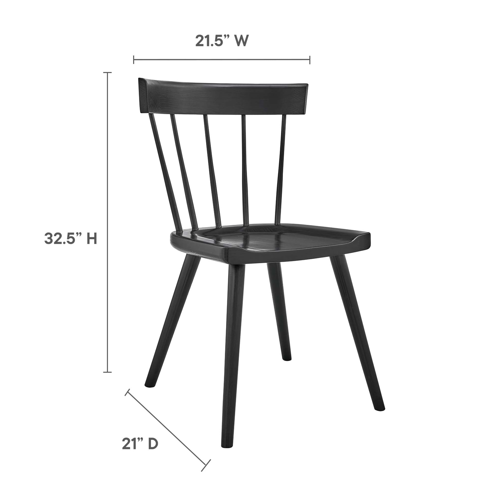 Sutter Wood Dining Side Chair Set of 2 - Black