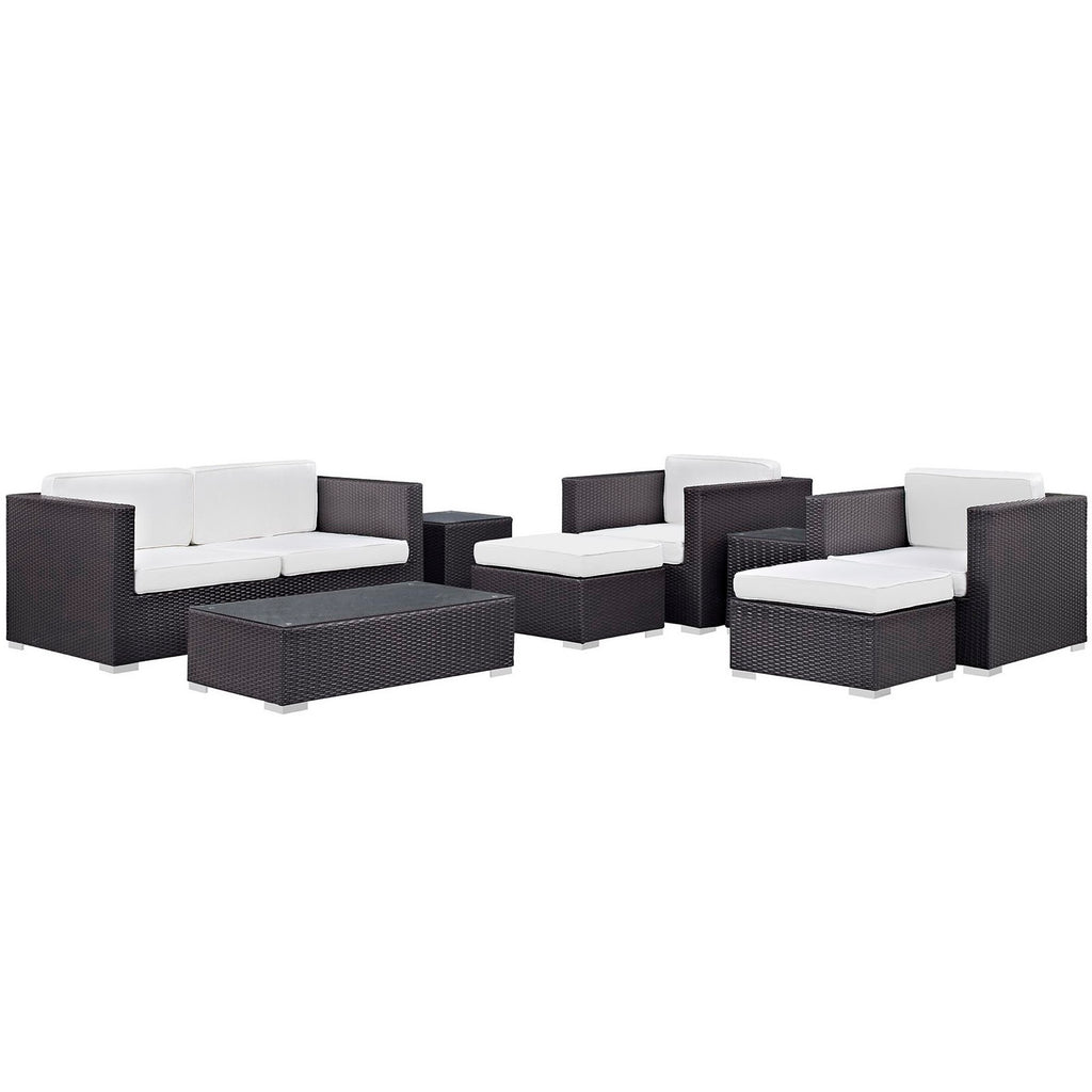 Venice 8 Piece Outdoor Patio Sofa Set - Espresso White