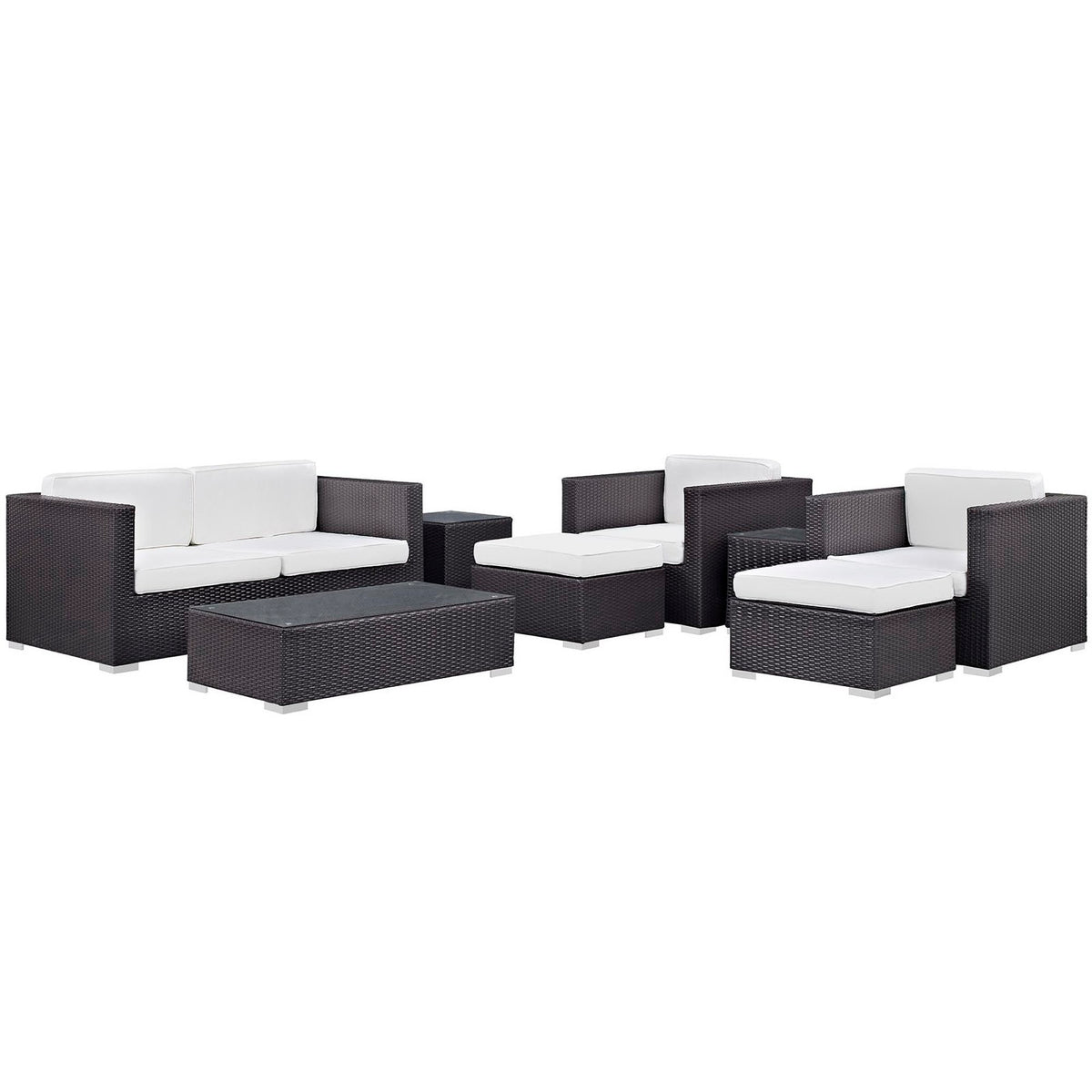 Venice 8 Piece Outdoor Patio Sofa Set - Espresso White