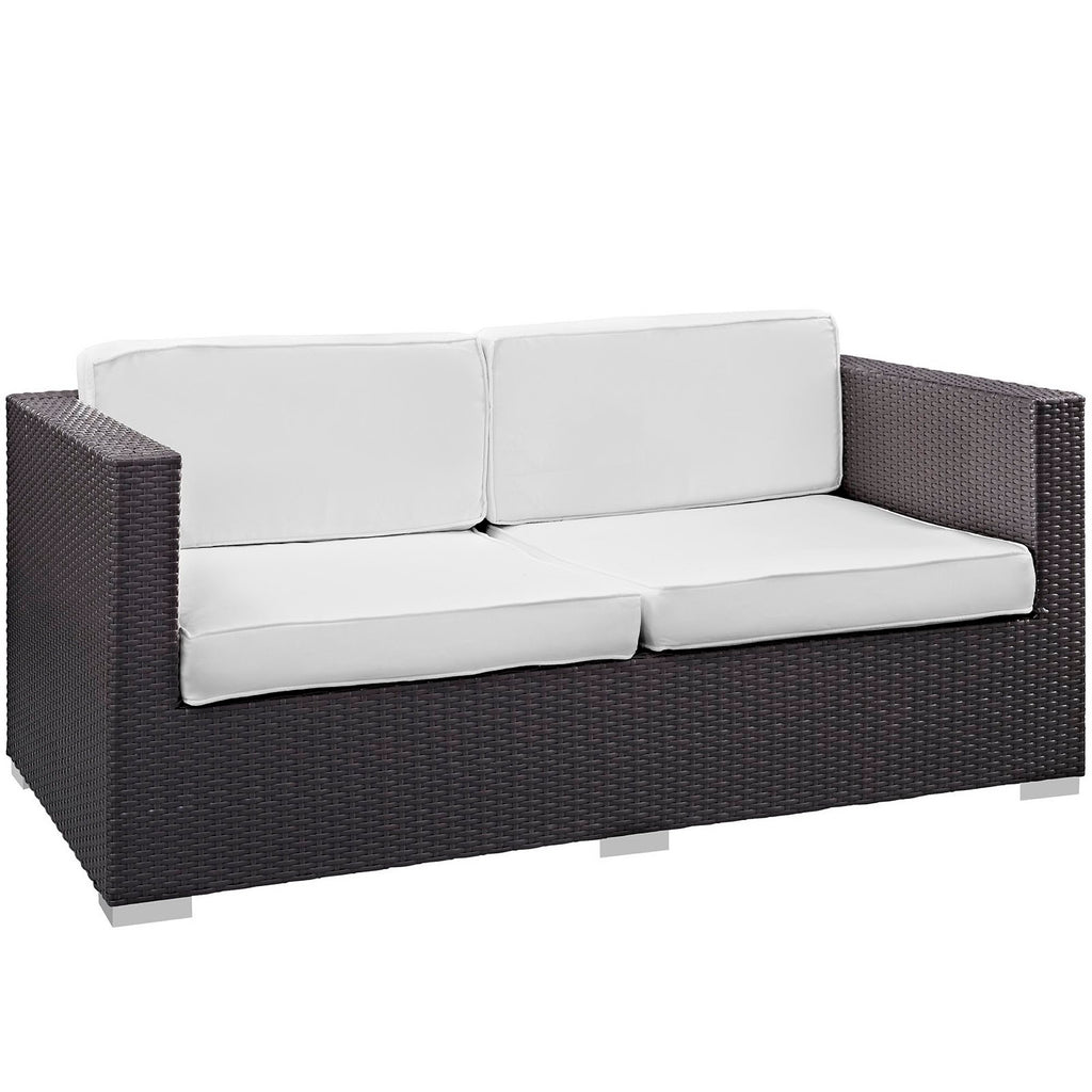 Venice 8 Piece Outdoor Patio Sofa Set - Espresso White