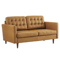 Exalt Tufted Leather Loveseat - Tan