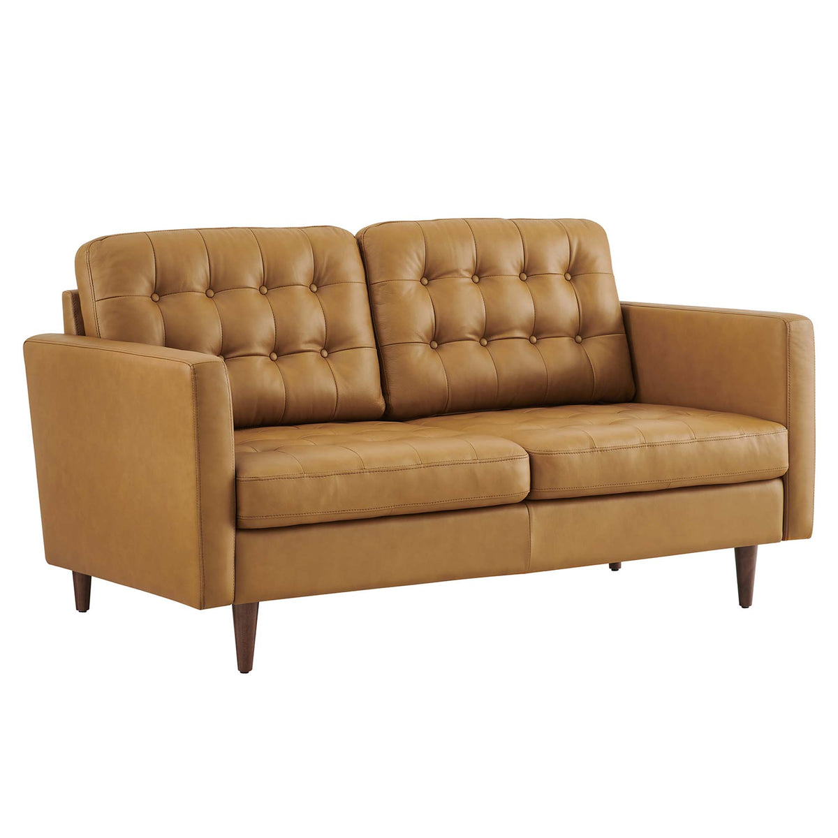 Exalt Tufted Leather Loveseat - Tan