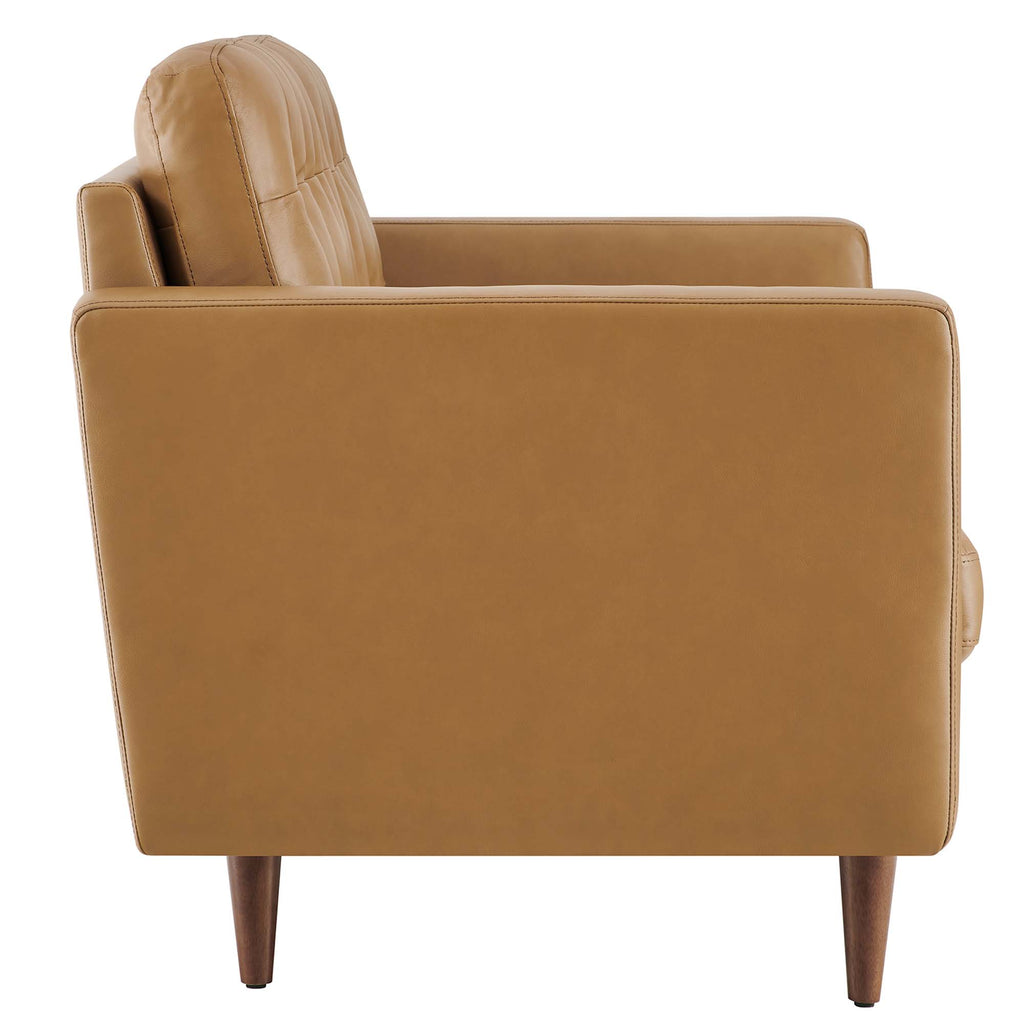 Exalt Tufted Leather Loveseat - Tan