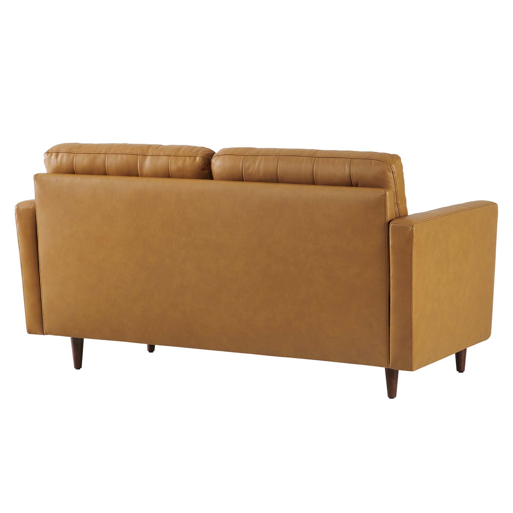 Exalt Tufted Leather Loveseat - Tan