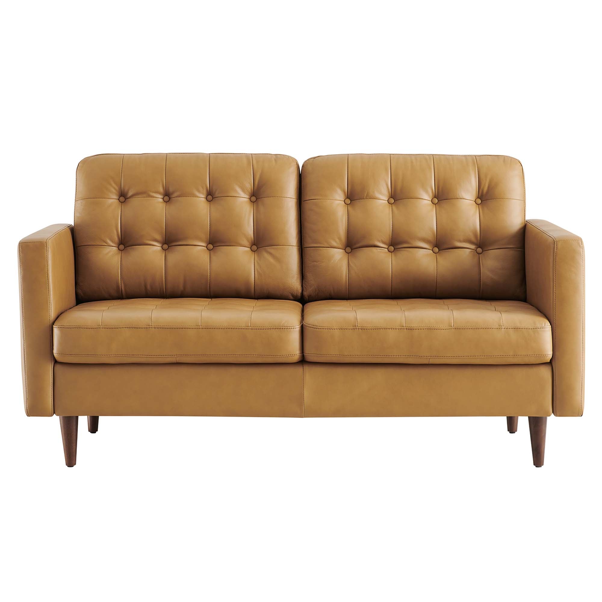 Exalt Tufted Leather Loveseat - Tan