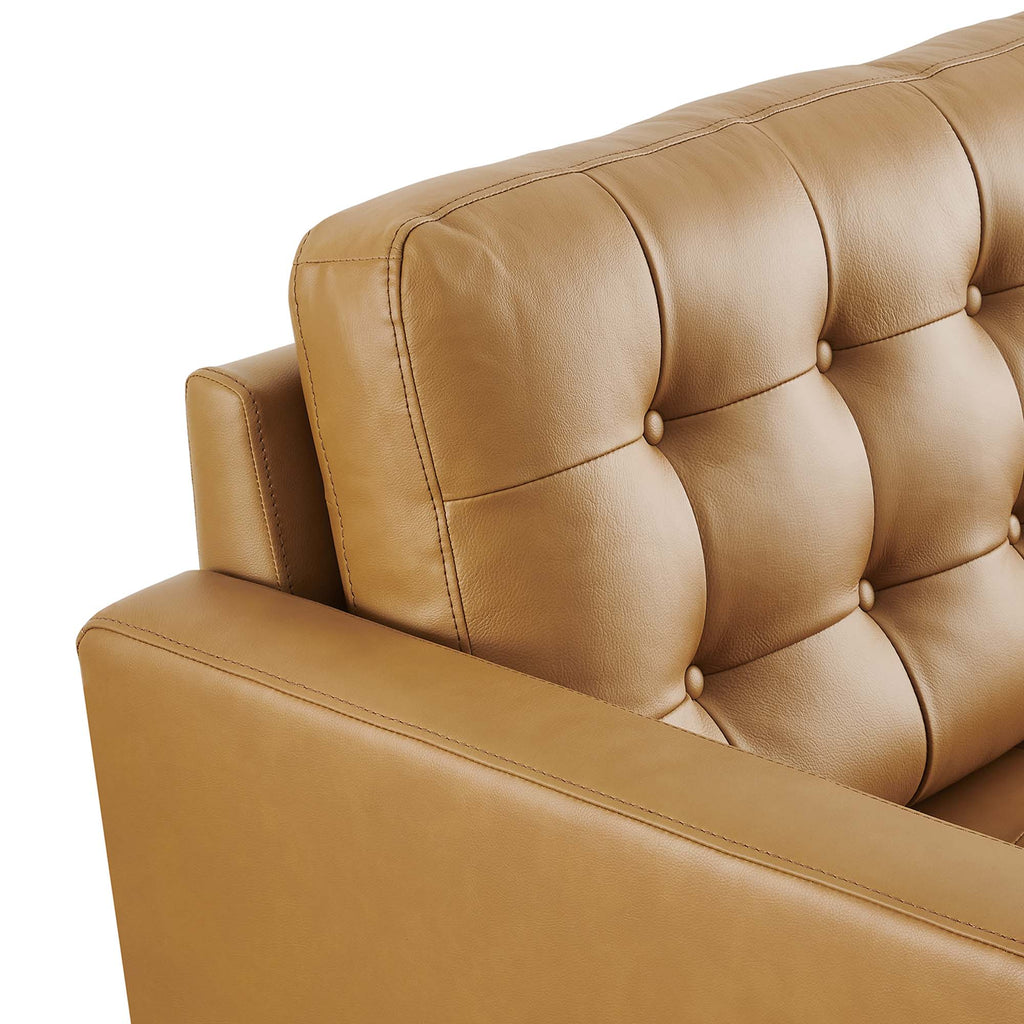 Exalt Tufted Leather Loveseat - Tan