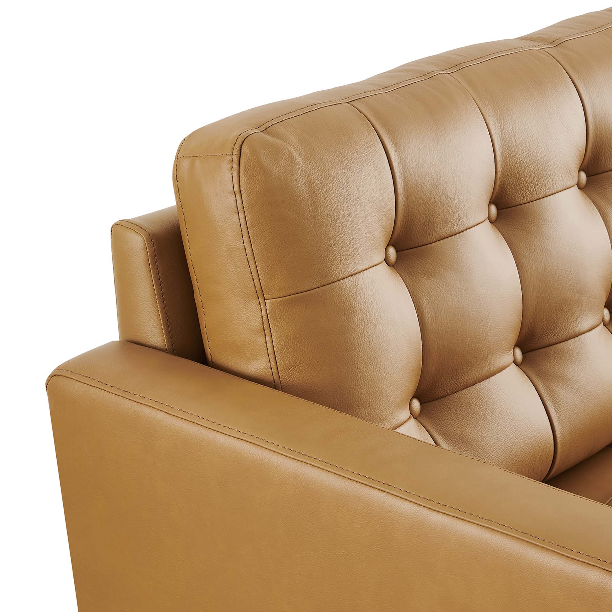 Exalt Tufted Leather Loveseat - Tan