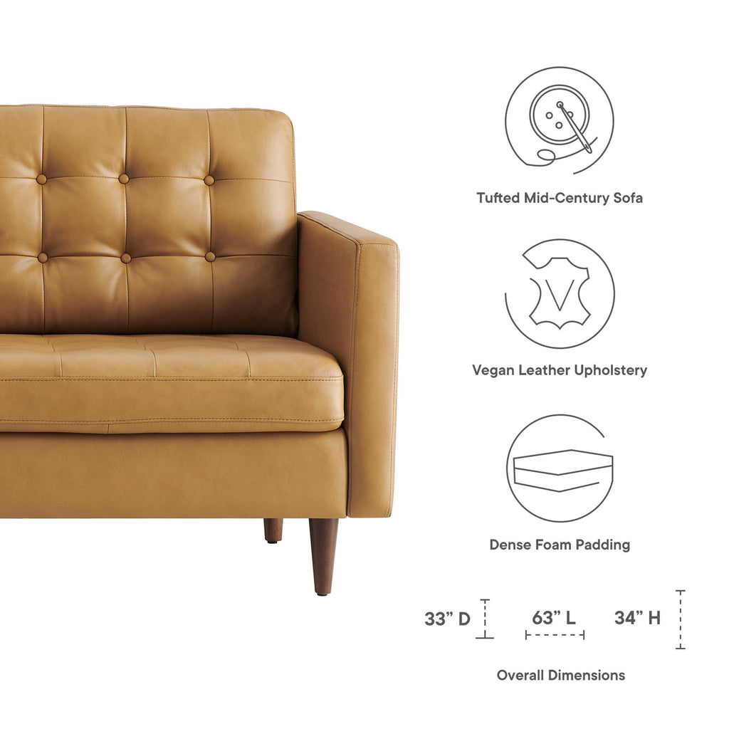 Exalt Tufted Leather Loveseat - Tan