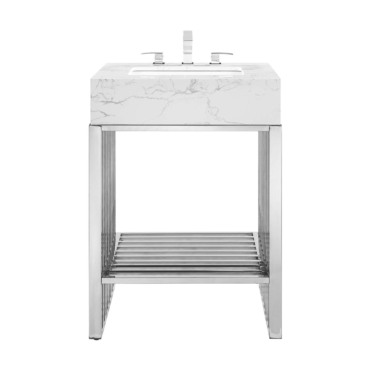 Gridiron 24" Bathroom Vanity - White Silver