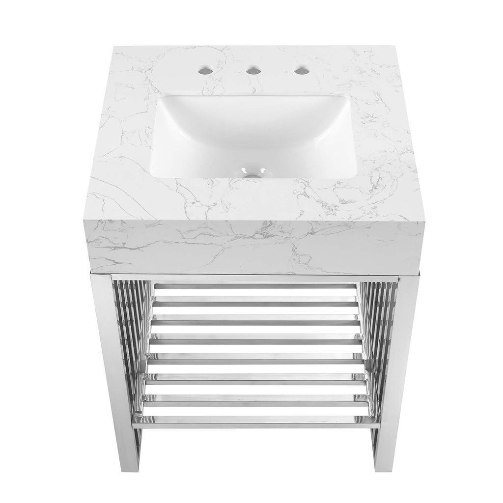 Gridiron 24" Bathroom Vanity - White Silver
