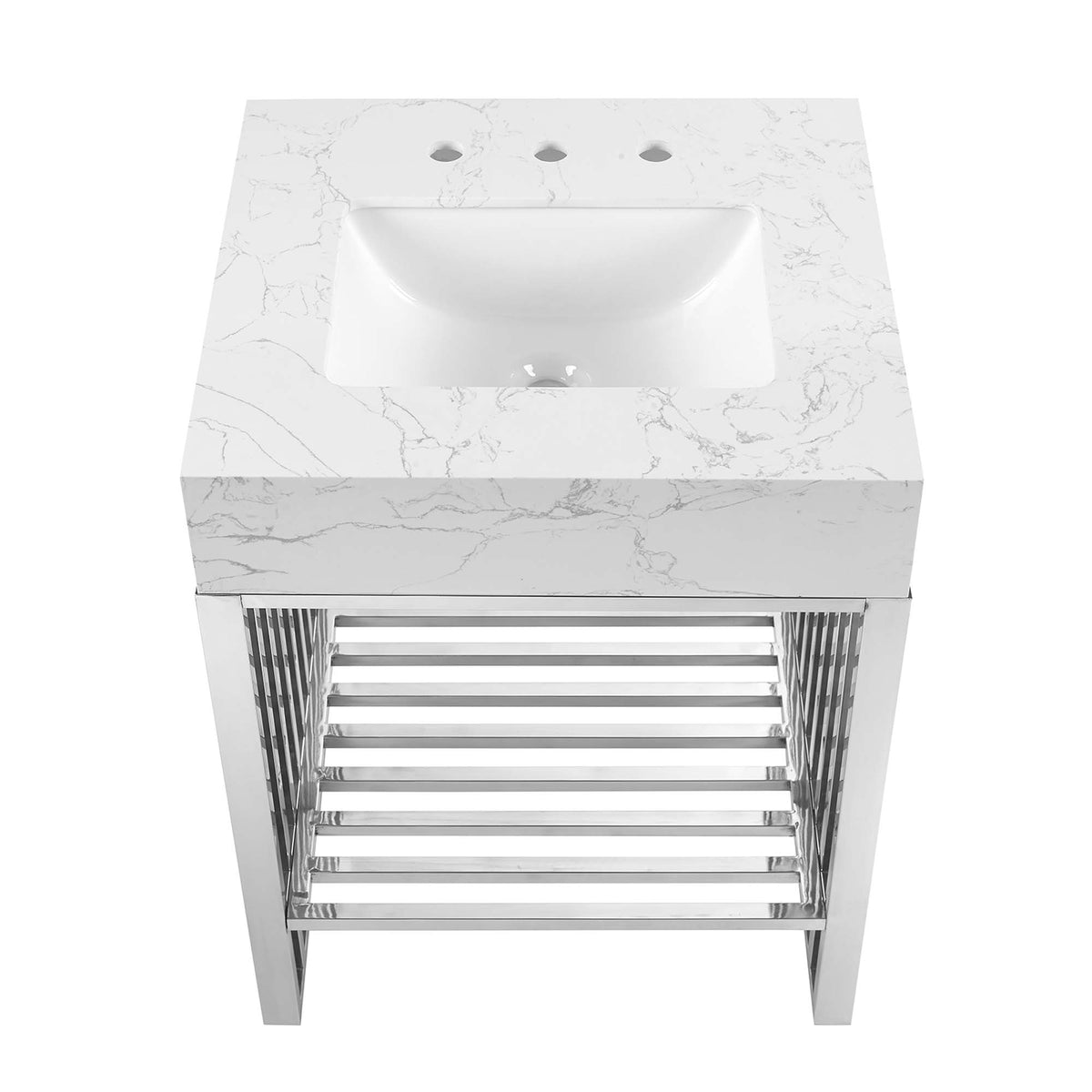 Gridiron 24" Bathroom Vanity - White Silver