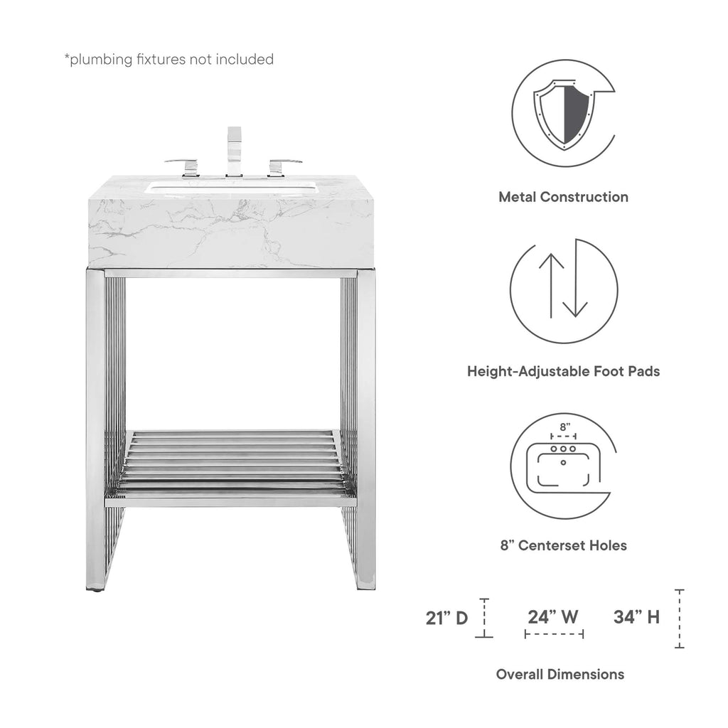 Gridiron 24" Bathroom Vanity - White Silver