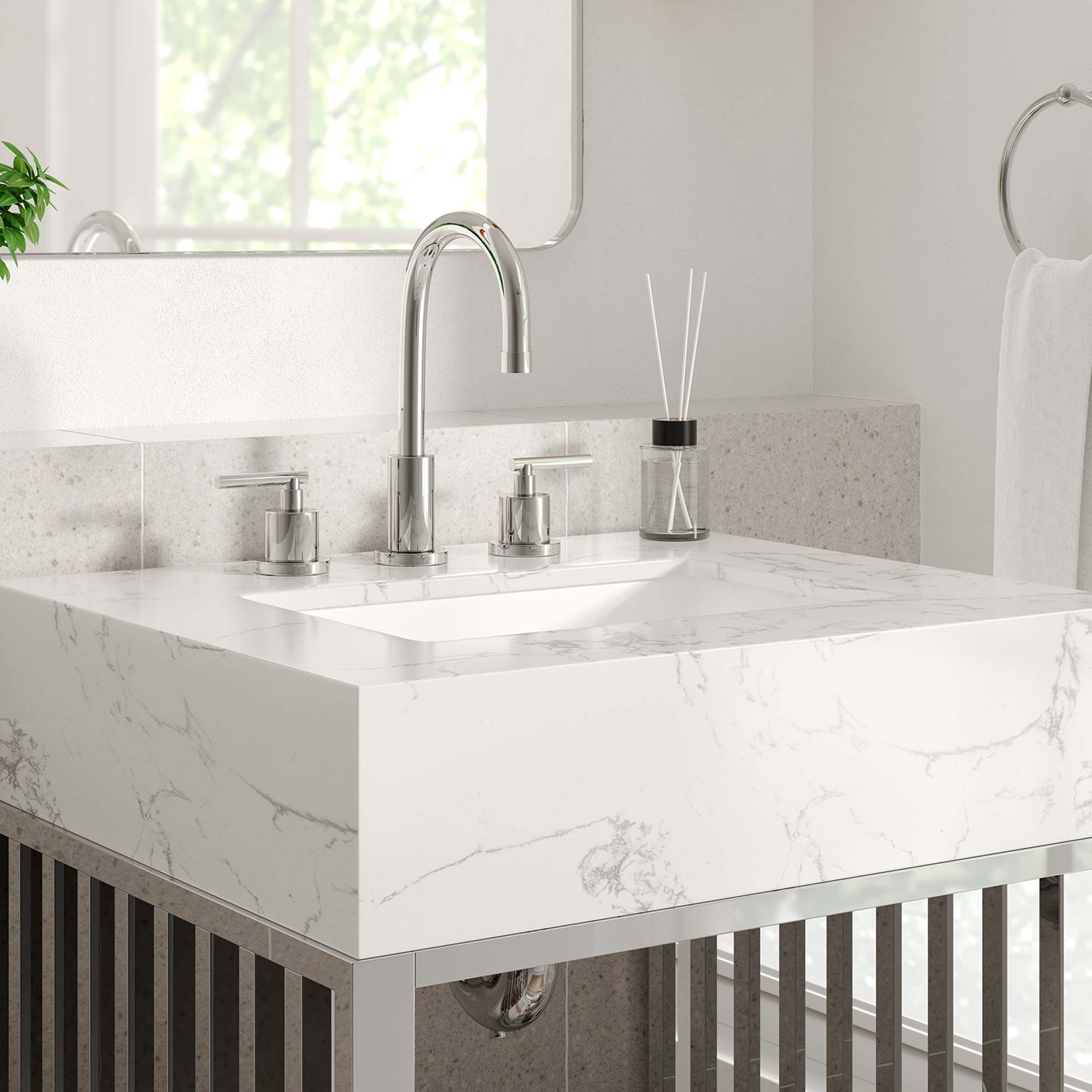 Gridiron 24" Bathroom Vanity - White Silver