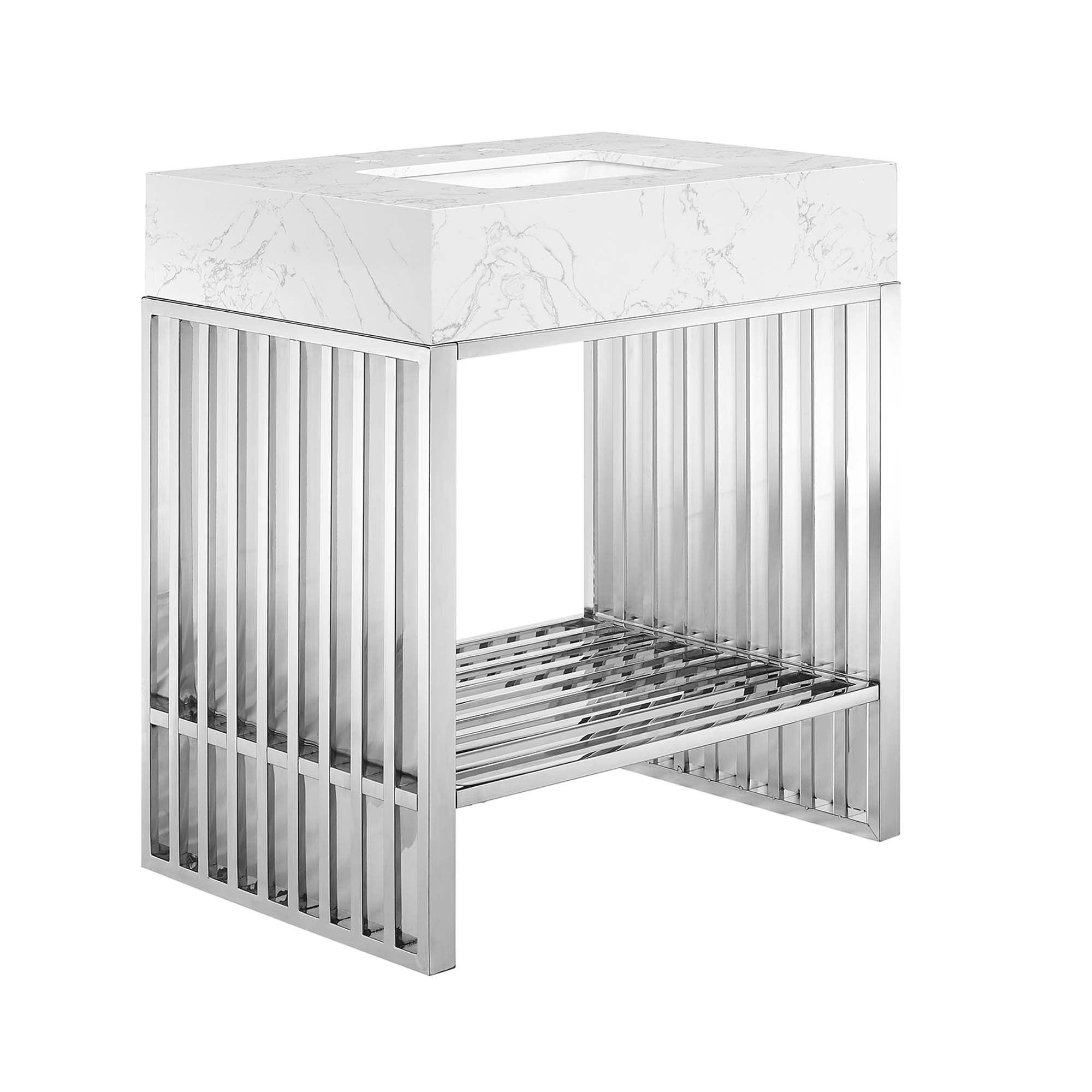 Gridiron 30" Bathroom Vanity - White Silver