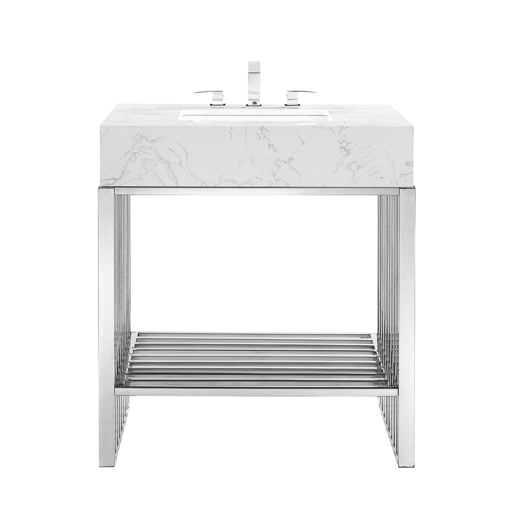 Gridiron 30" Bathroom Vanity - White Silver