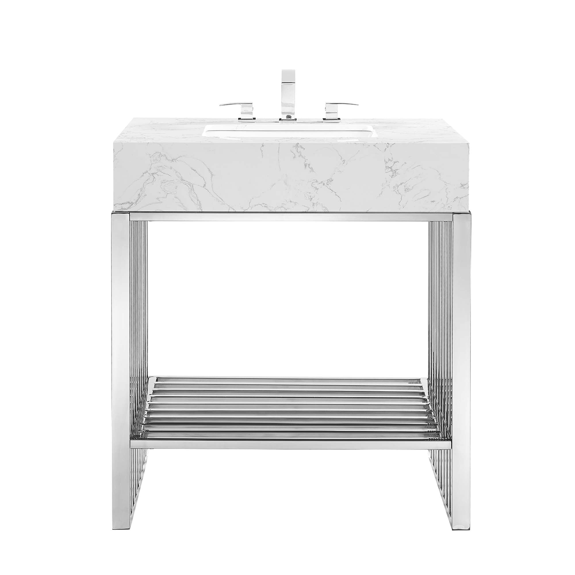 Gridiron 30" Bathroom Vanity - White Silver