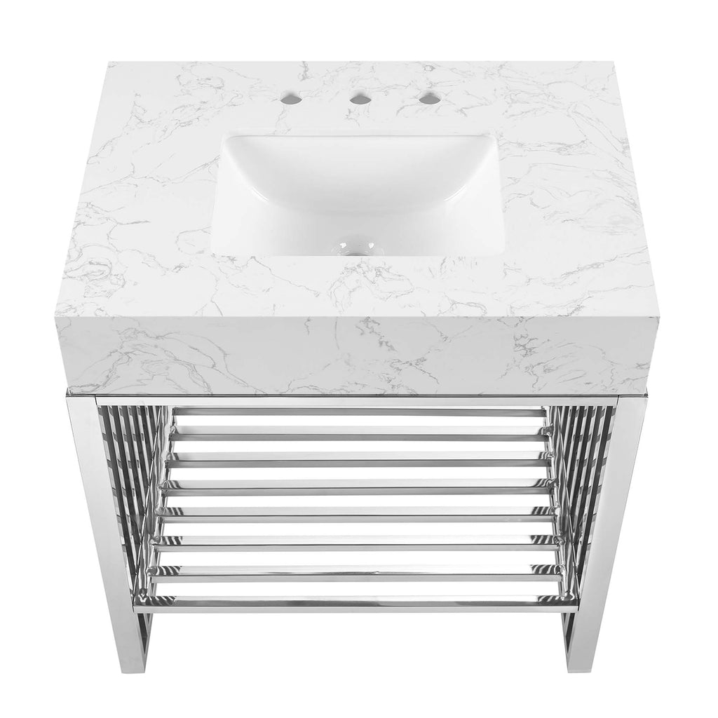 Gridiron 30" Bathroom Vanity - White Silver