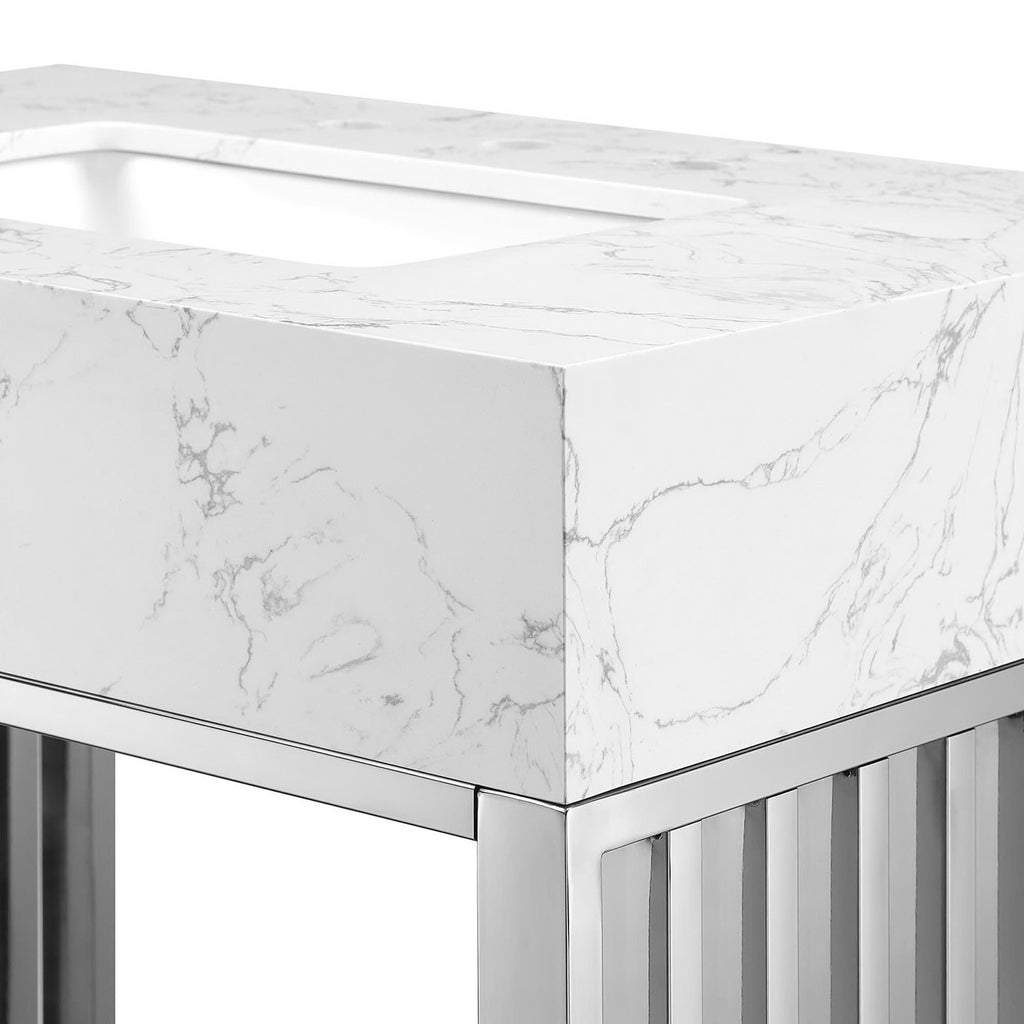 Gridiron 30" Bathroom Vanity - White Silver