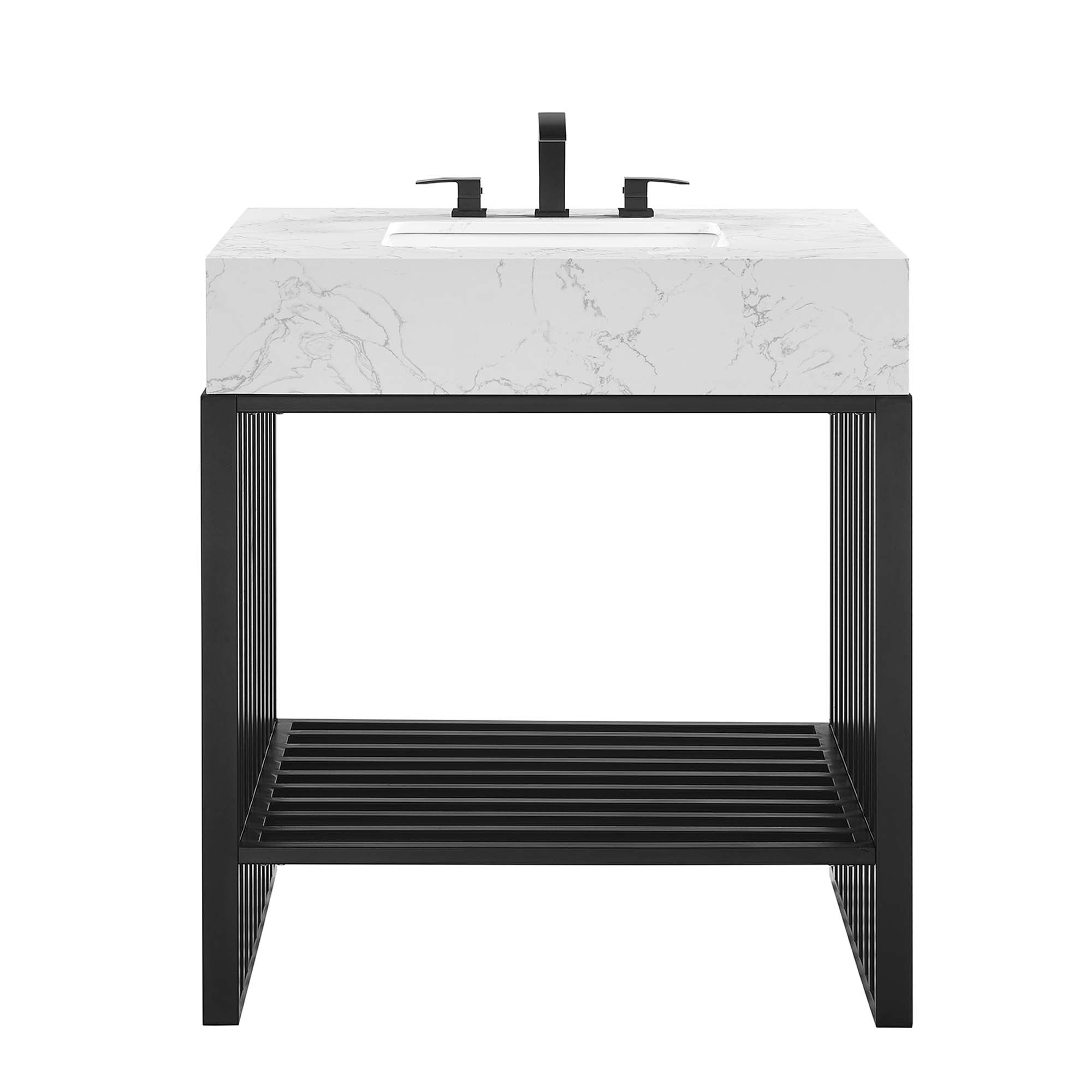 Gridiron 30" Bathroom Vanity - White Black