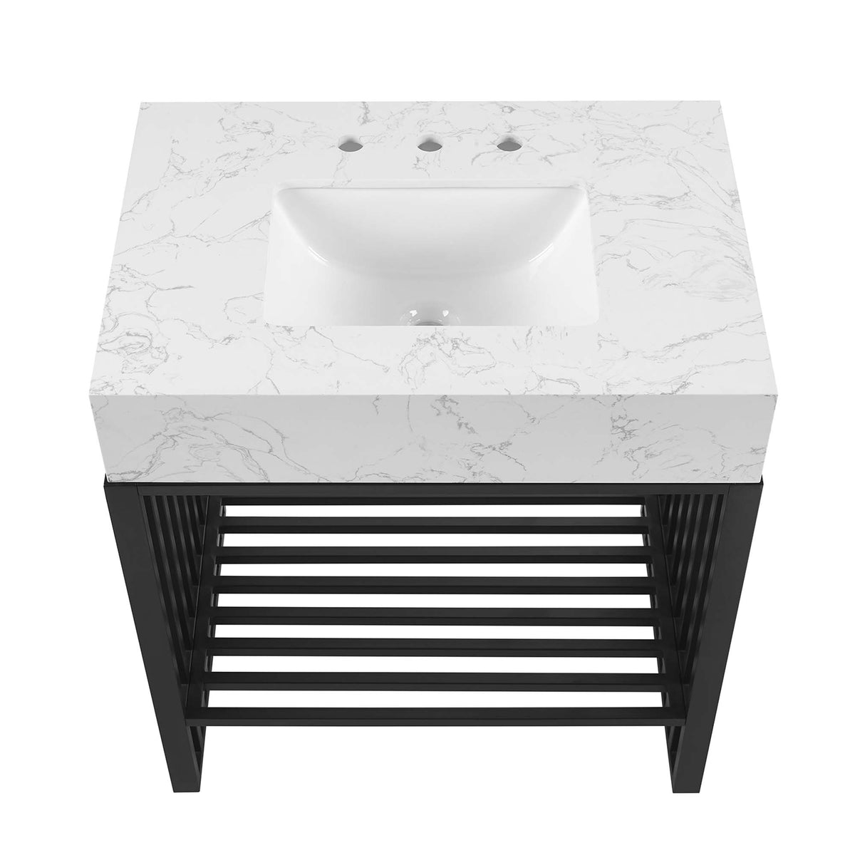 Gridiron 30" Bathroom Vanity - White Black