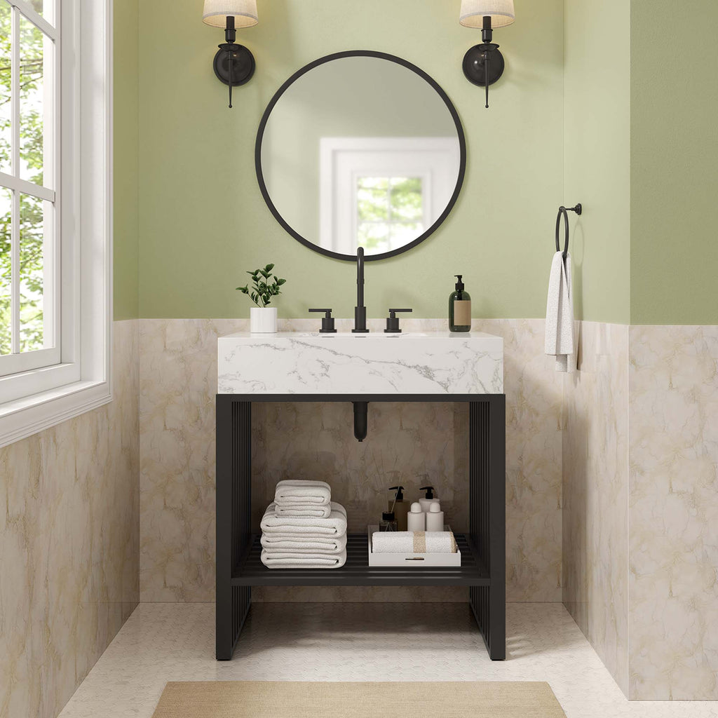 Gridiron 30" Bathroom Vanity - White Black