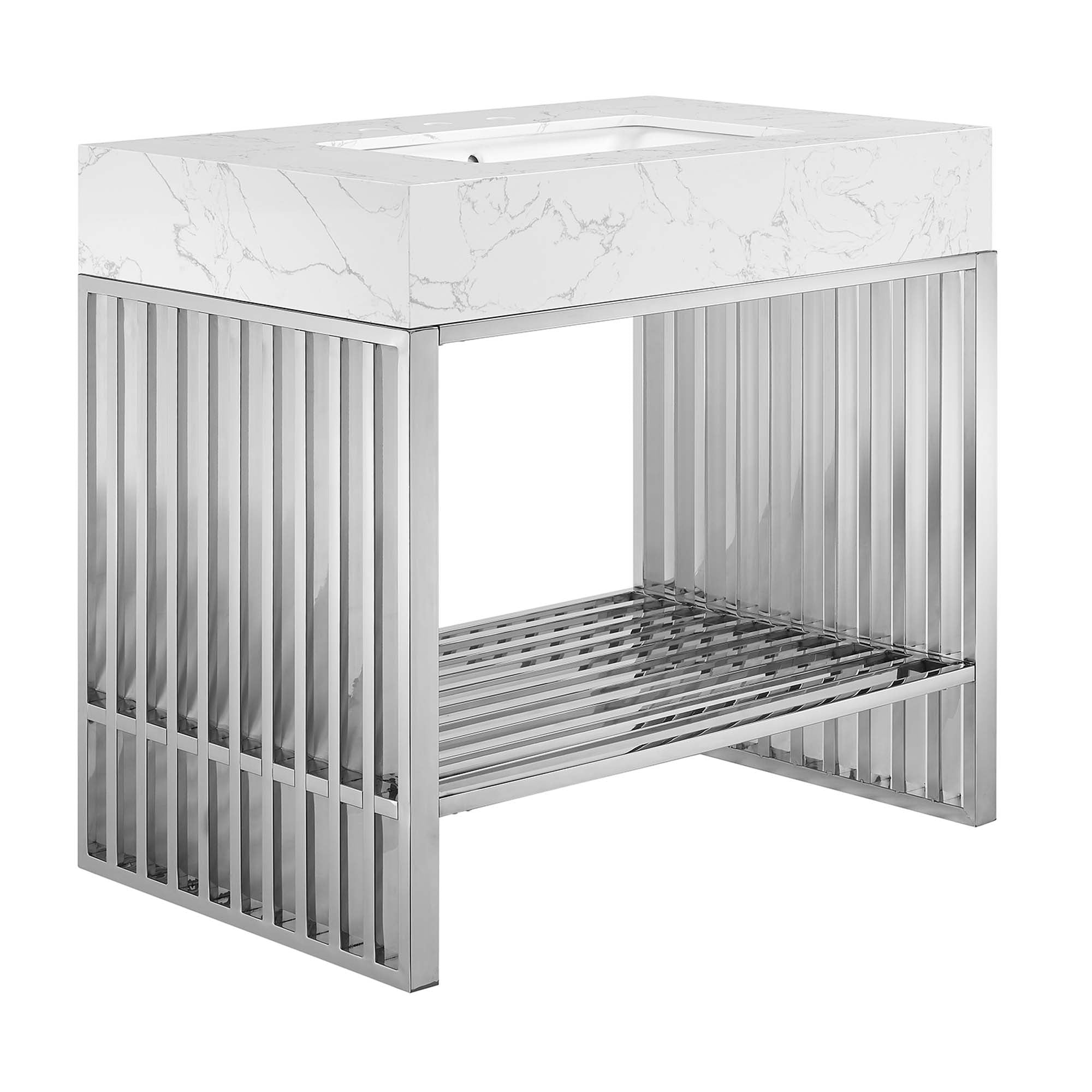 Gridiron 36" Bathroom Vanity - White Silver