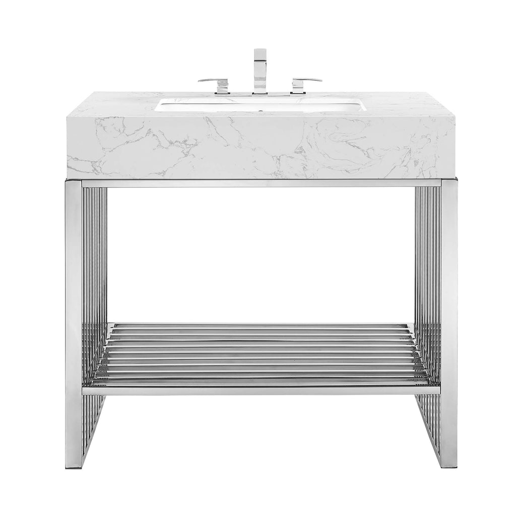 Gridiron 36" Bathroom Vanity - White Silver