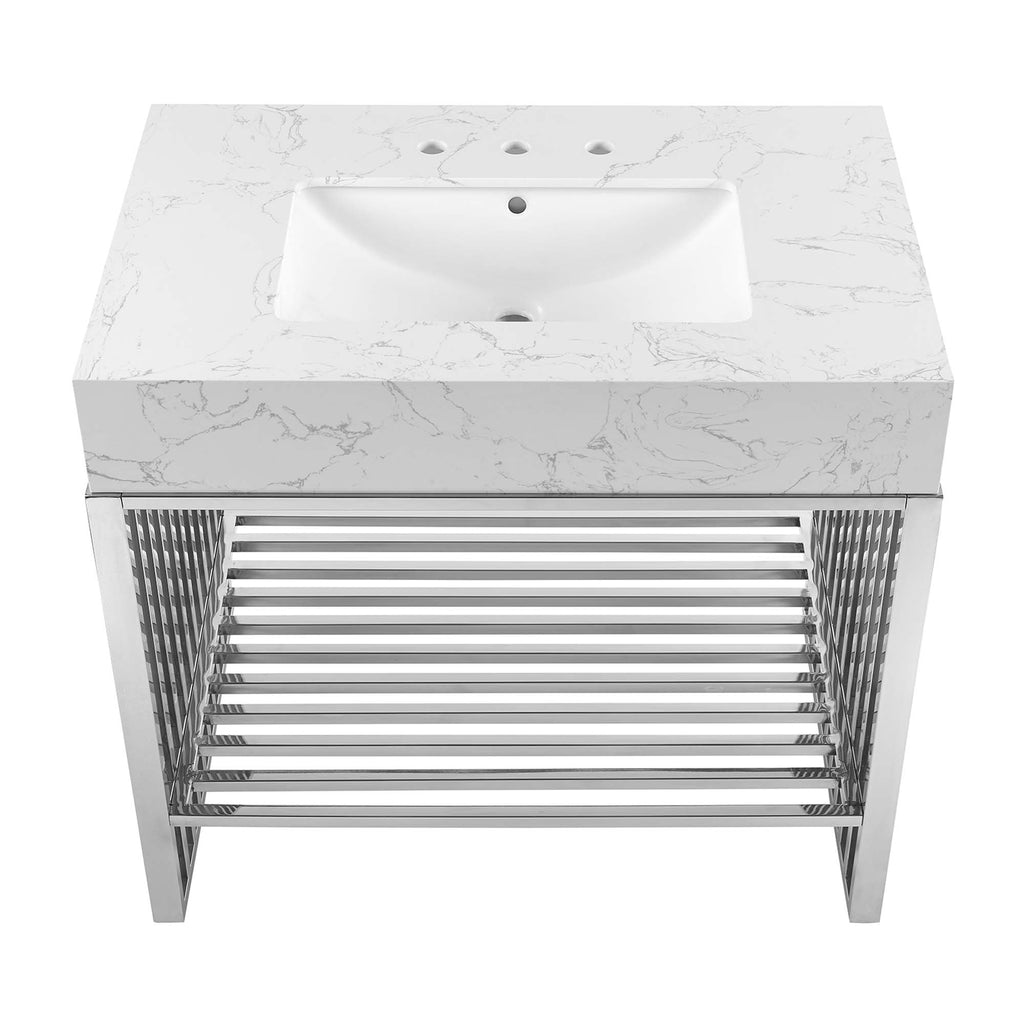 Gridiron 36" Bathroom Vanity - White Silver
