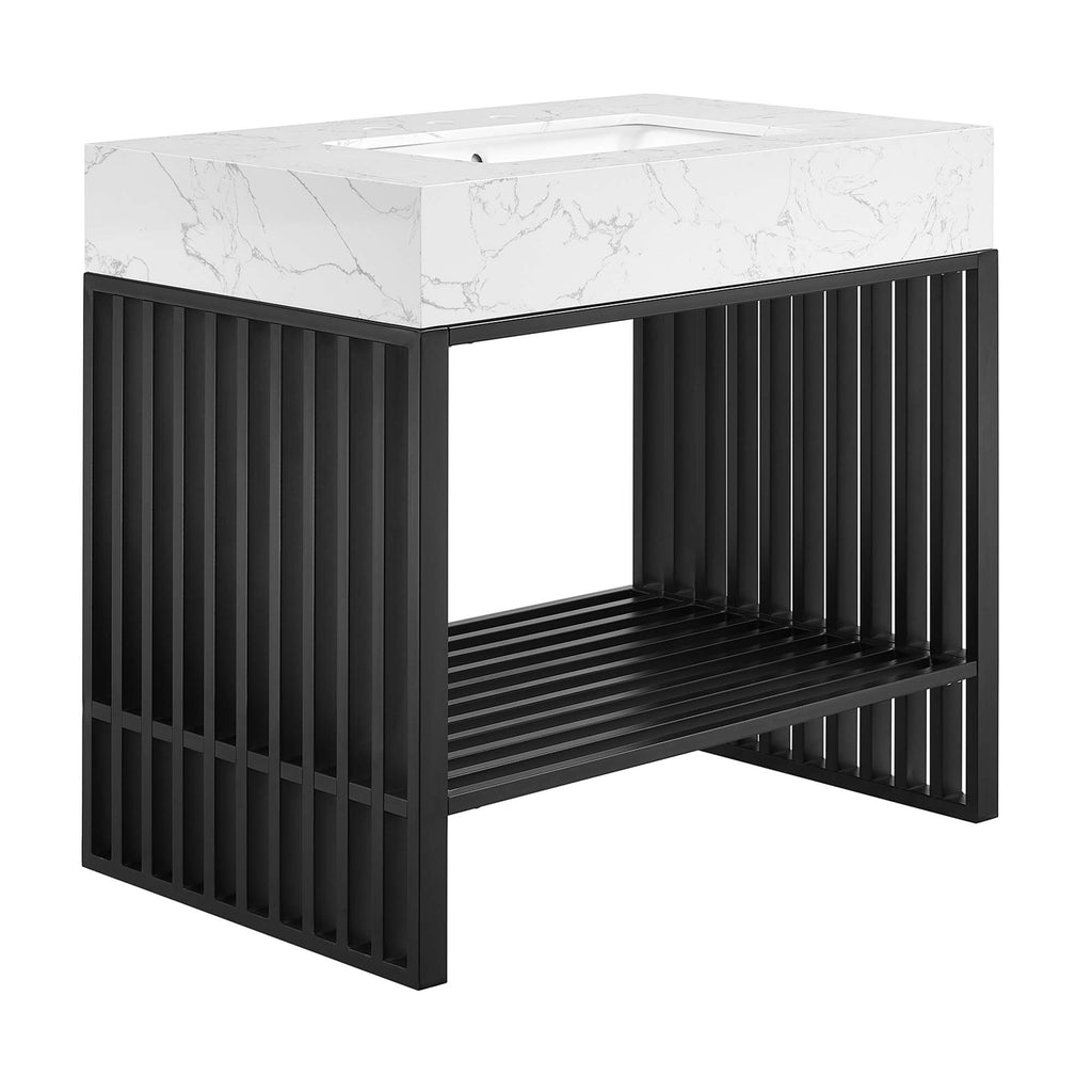 Gridiron 36" Bathroom Vanity - White Black