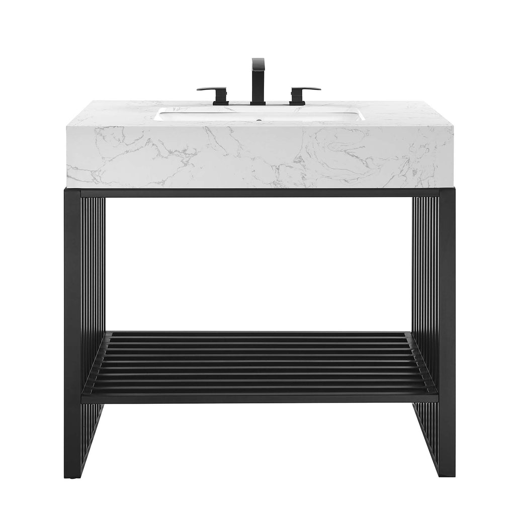 Gridiron 36" Bathroom Vanity - White Black