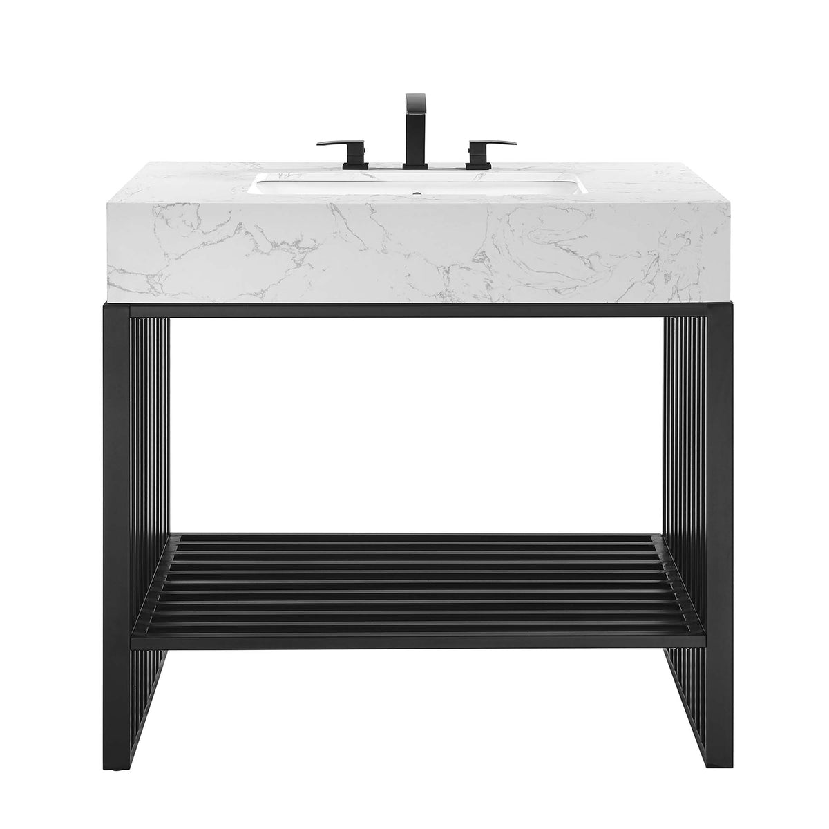 Gridiron 36" Bathroom Vanity - White Black