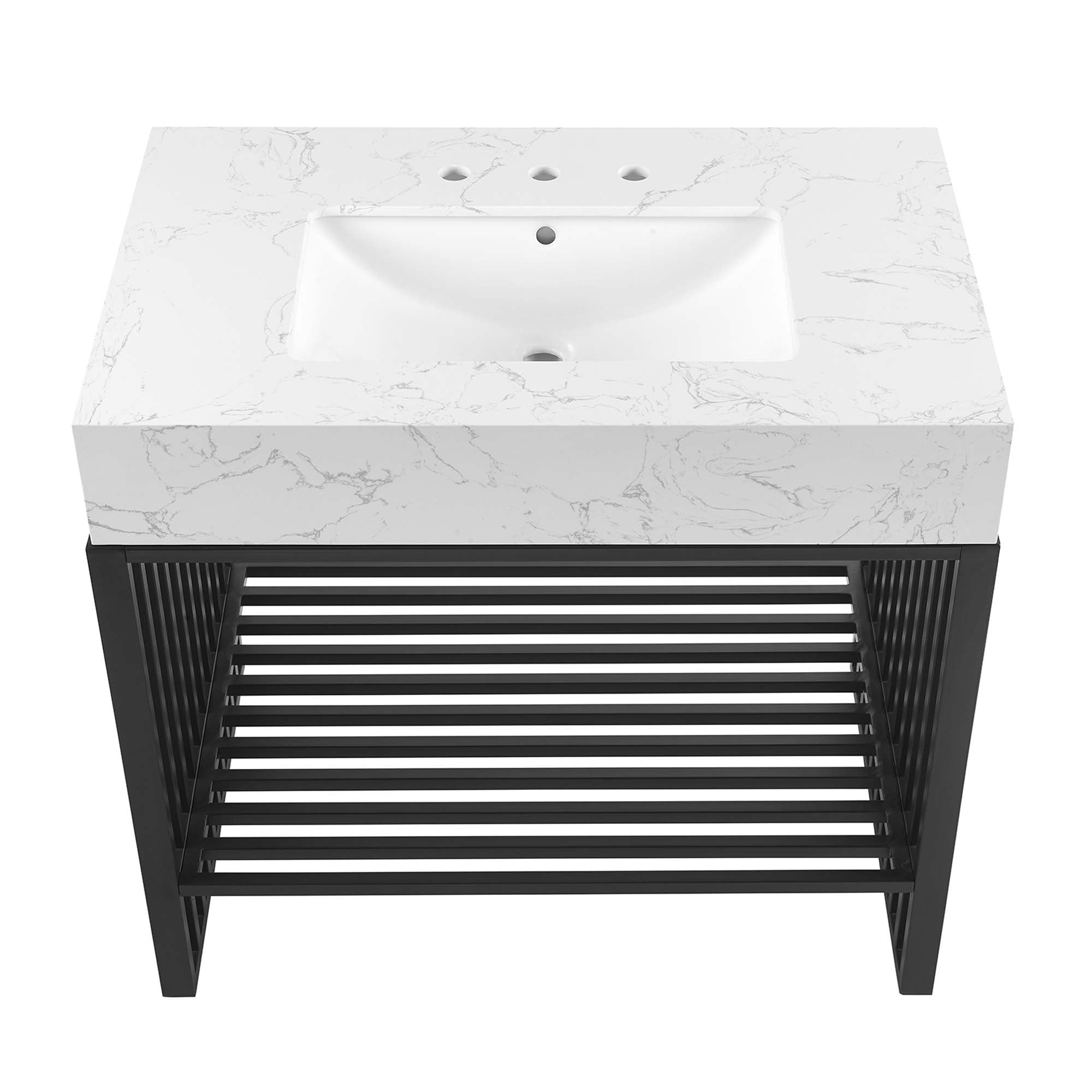 Gridiron 36" Bathroom Vanity - White Black