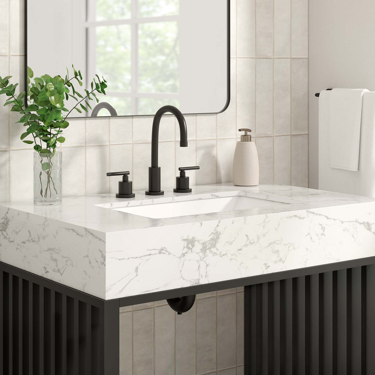 Gridiron 36" Bathroom Vanity - White Black
