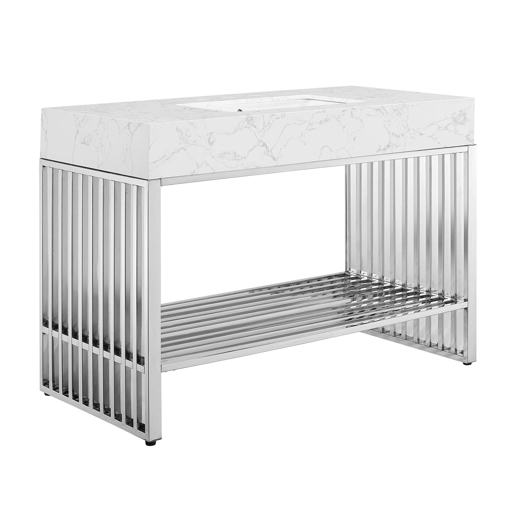 Gridiron 48" Bathroom Vanity - White Silver