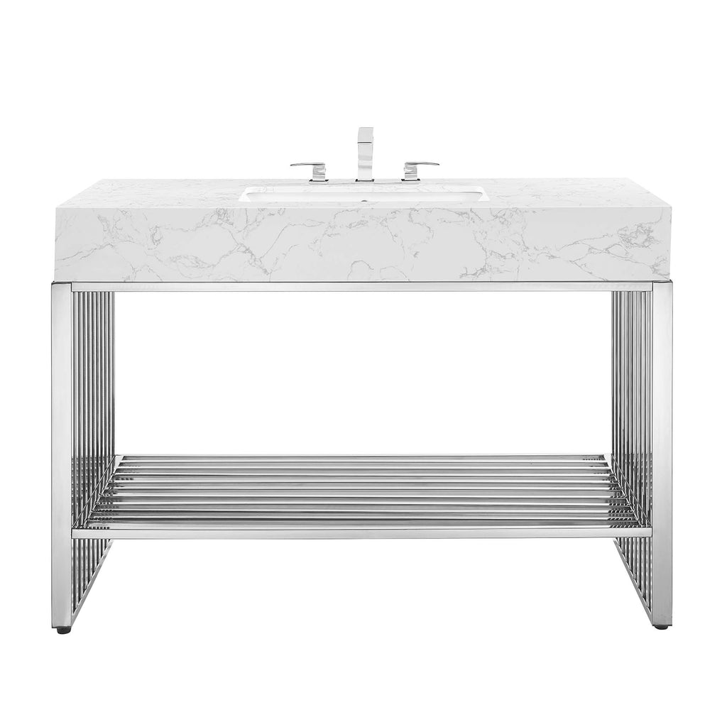 Gridiron 48" Bathroom Vanity - White Silver