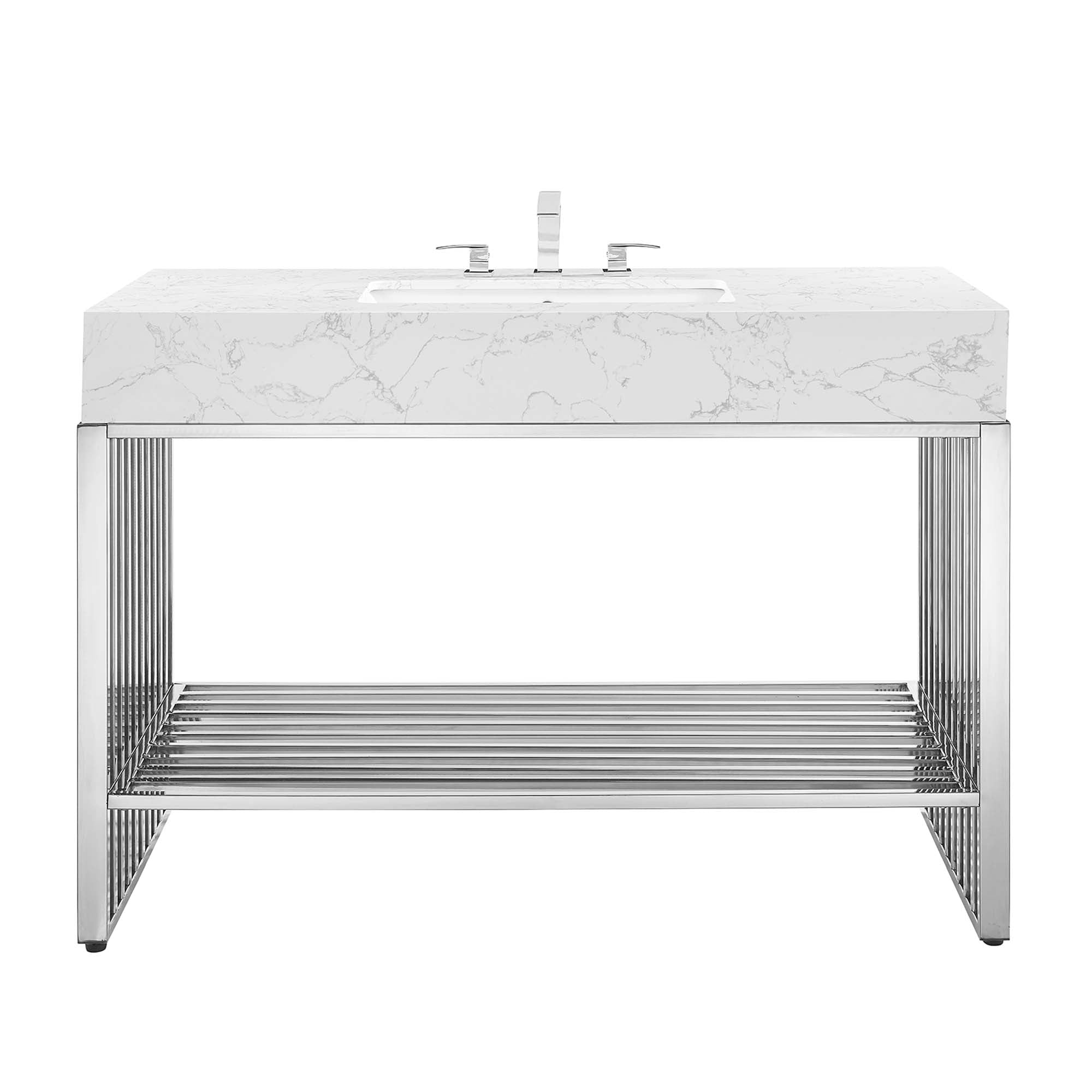 Gridiron 48" Bathroom Vanity - White Silver