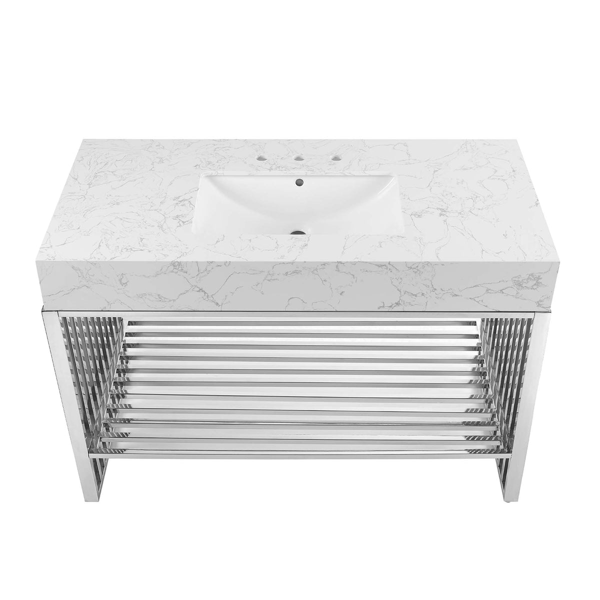 Gridiron 48" Bathroom Vanity - White Silver
