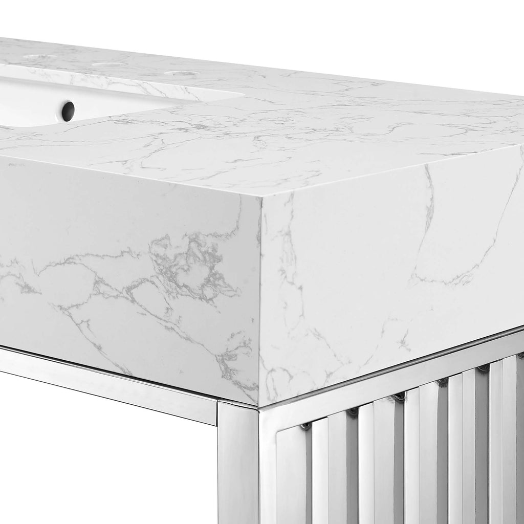 Gridiron 48" Bathroom Vanity - White Silver