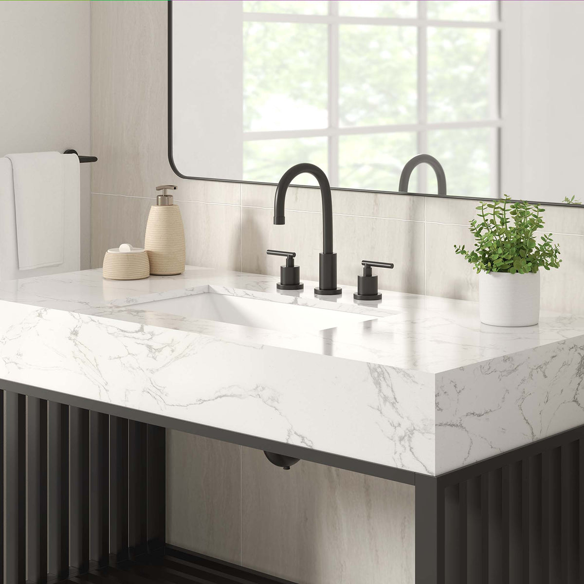 Gridiron 48" Bathroom Vanity - White Black