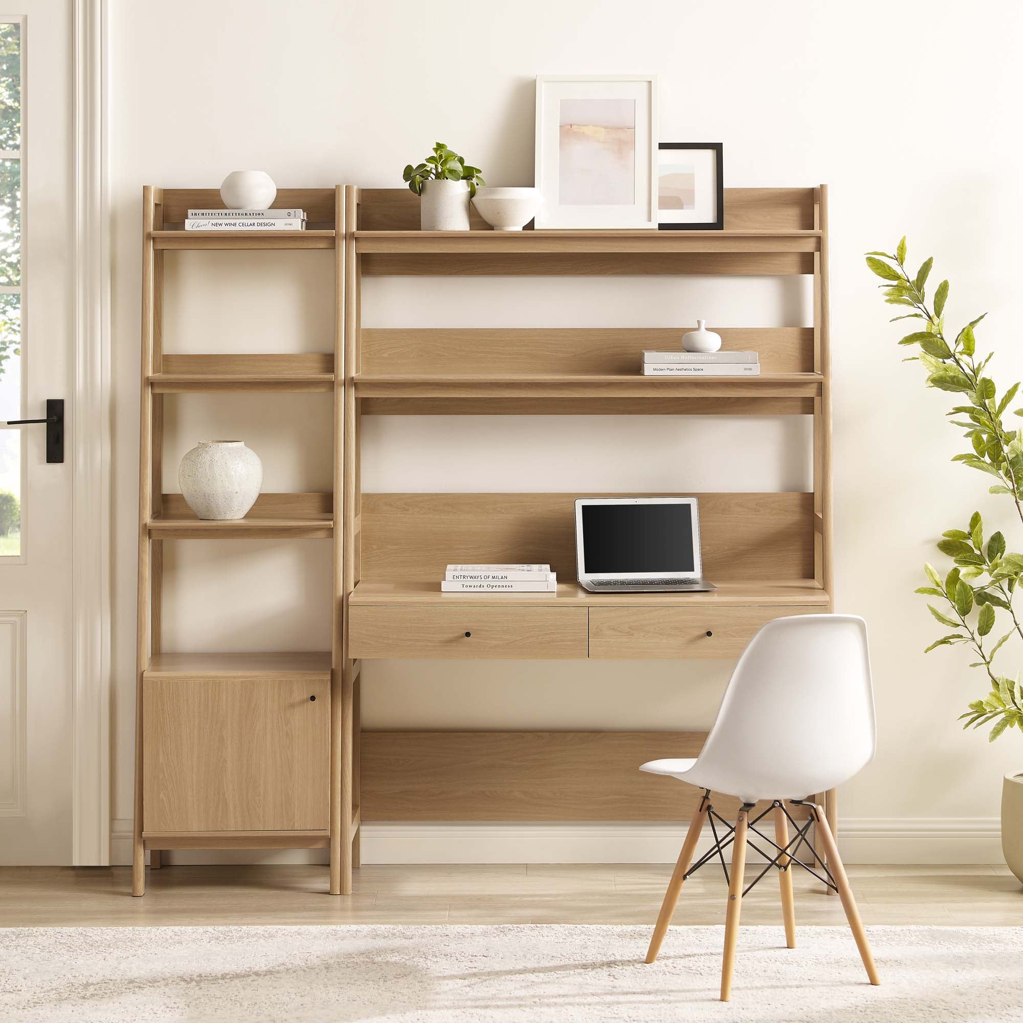 Bixby 2-Piece Wood Office Desk and Bookshelf - Oak (EEI-6111-OAK)